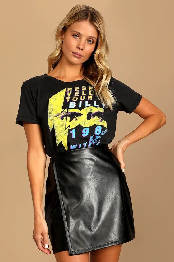 Effortless Style Black Vegan Leather Faux Wrap Mini Skirt | Lulus (US)