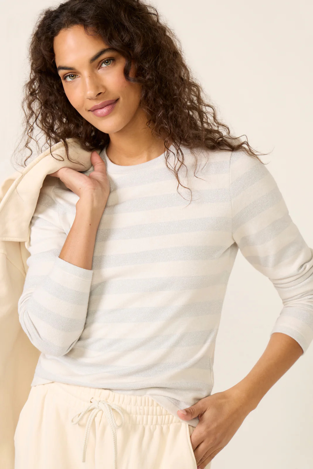 Brushed Rilo Lurex Stripe Top | Evereve