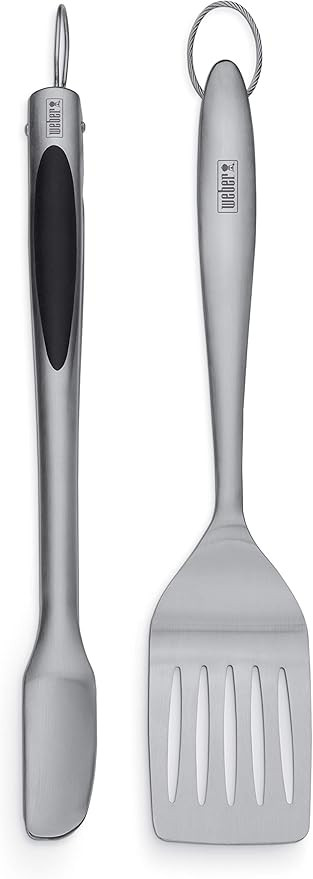 Weber Stainless Steel Style 2‑Piece Barbecue Tool Set – Spatula & Hands‑Free Locking Tongs ... | Amazon (US)