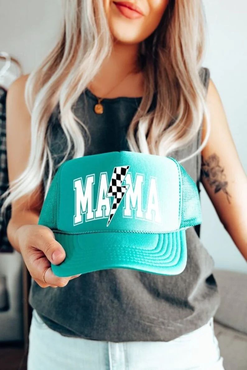 Mama Trucker Hat, Trendy Trucker Hat, Gift for Mom, Cute Trucker Hat, Lightening Bolt Trucker Hat... | Etsy (US)