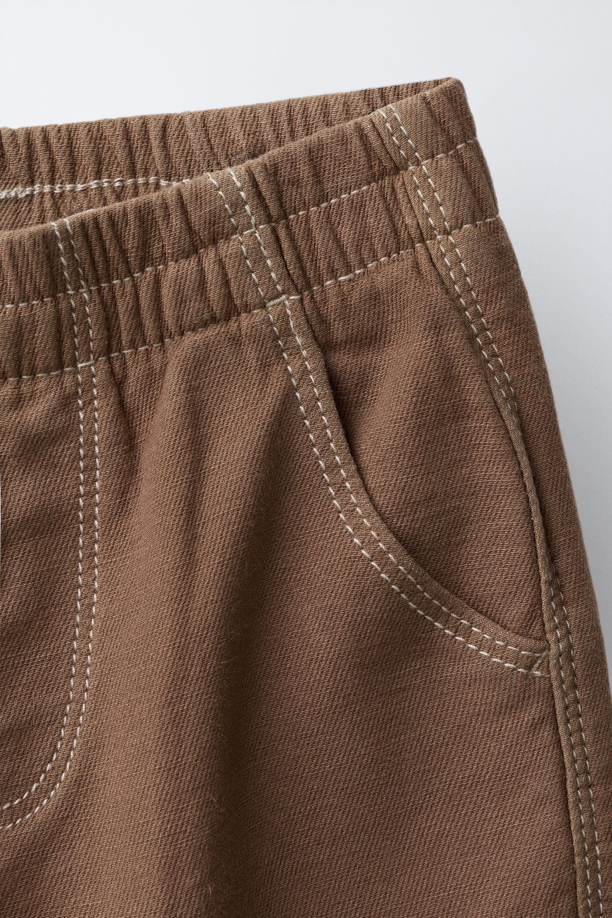 TOPSTITCHED ELASTICATED BAGGY TROUSERS | Zara UK