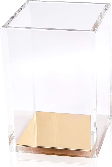 Acrylic Pencil and Pen Holder Gold Desktop Stationery Organizer Modern Design Makeup Brush Cup Or... | Amazon (US)