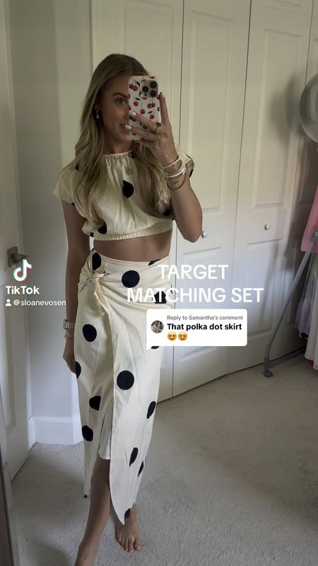 Women's Short Sleeve Cinched Crop Top and skirt - Future Collective™ with Jenny K. Lopez Cream/Black Polka Dots in size xxs. @target @targetstyle #target #targetstyle #targetfashion #targethaul #targetfinds #targetdoesitagain target, target style, target haul, target finds, target fashion. 

#LTKVideo #LTKsalealert #LTKfindsunder50