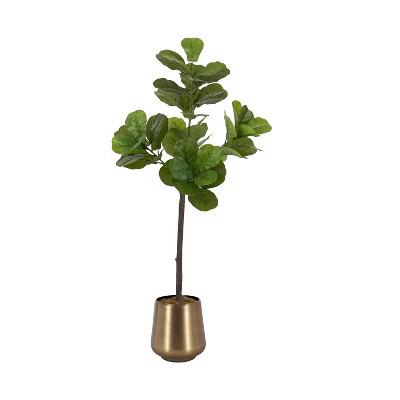 Kate and Laurel Fidmont Faux Fiddle Fig Tree, 5', Pewter | Target