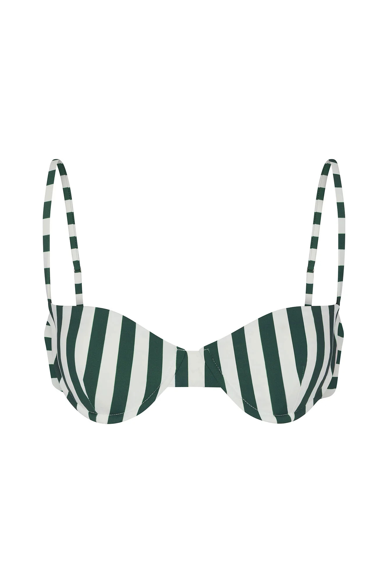 Balconette Underwire Bikini Top in Green Vertical Stripes | Anemos Swim (US)