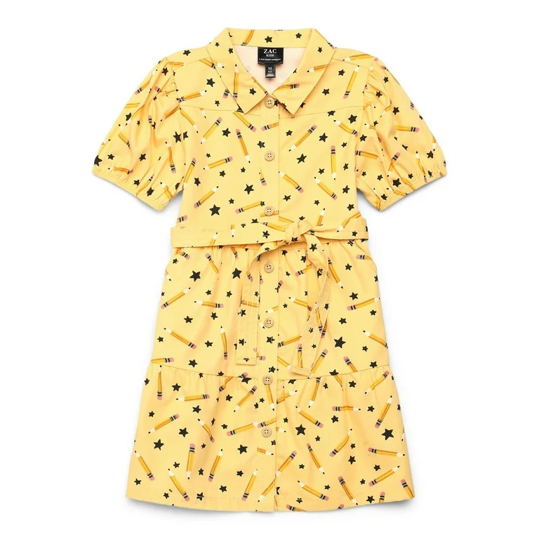 Zac Kids Pencil Print Collar Dress with Sash Belt, Sizes 4-18 | Walmart (US)