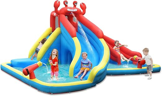 BOUNTECH Inflatable Water Slide, Crab Theme Kids Waterslide Park Outdoor with Dual Slides for Rac... | Amazon (US)