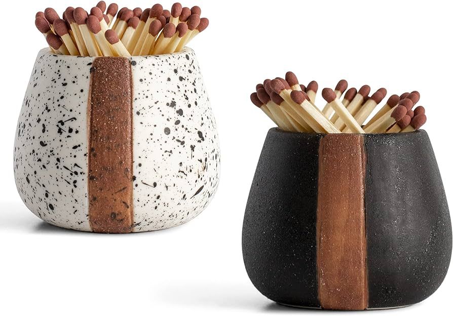 Ceramic Match Holder with Striker - Set of 2 - Matches in a Jar - Decorative Modern Home Decor Gi... | Amazon (CA)