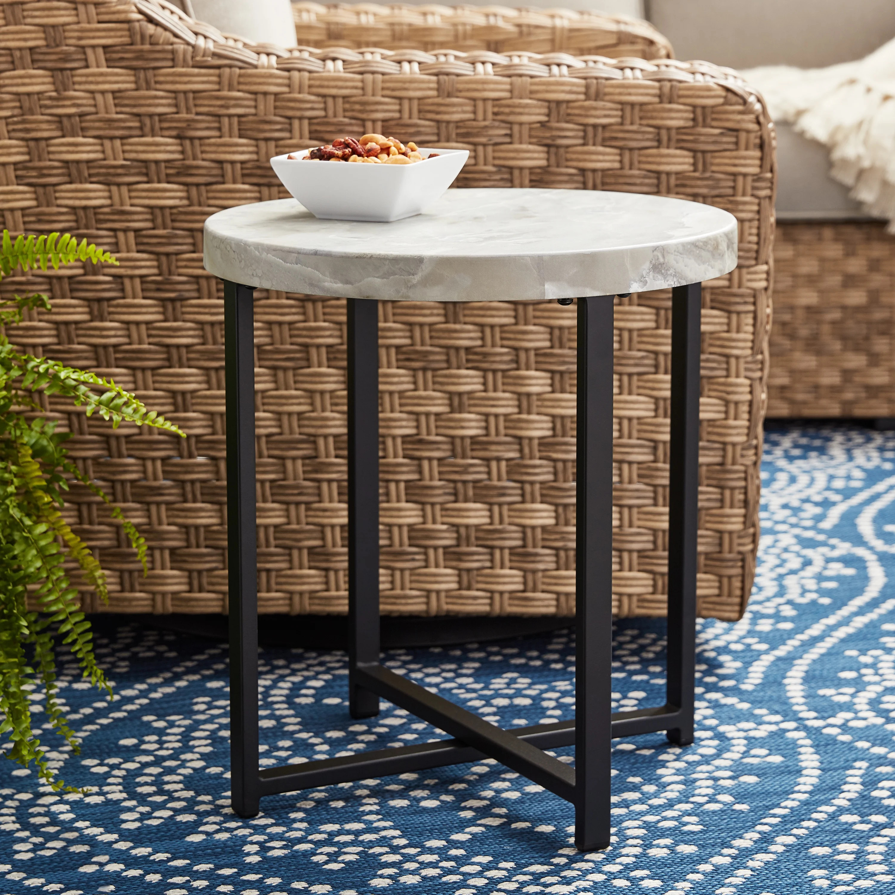 Better Homes & Gardens Faux Marble Round Side Table, 18.5" H - Walmart.com | Walmart (US)