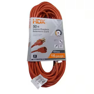 HDX 50 ft. 16/3 Light Duty Indoor/Outdoor Extension Cord, Orange HD#277-517 - The Home Depot | The Home Depot