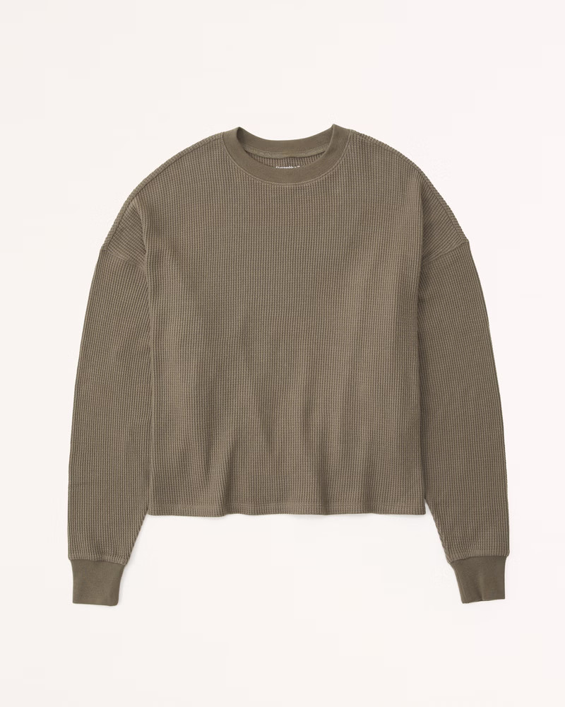 Long-Sleeve Oversized Waffle Tee | Abercrombie & Fitch (US)