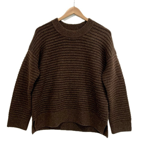 Madewell Elsmere Wool Blend Sweater Size XS Dark Brown Chunky Ribbed Crewneck | Poshmark