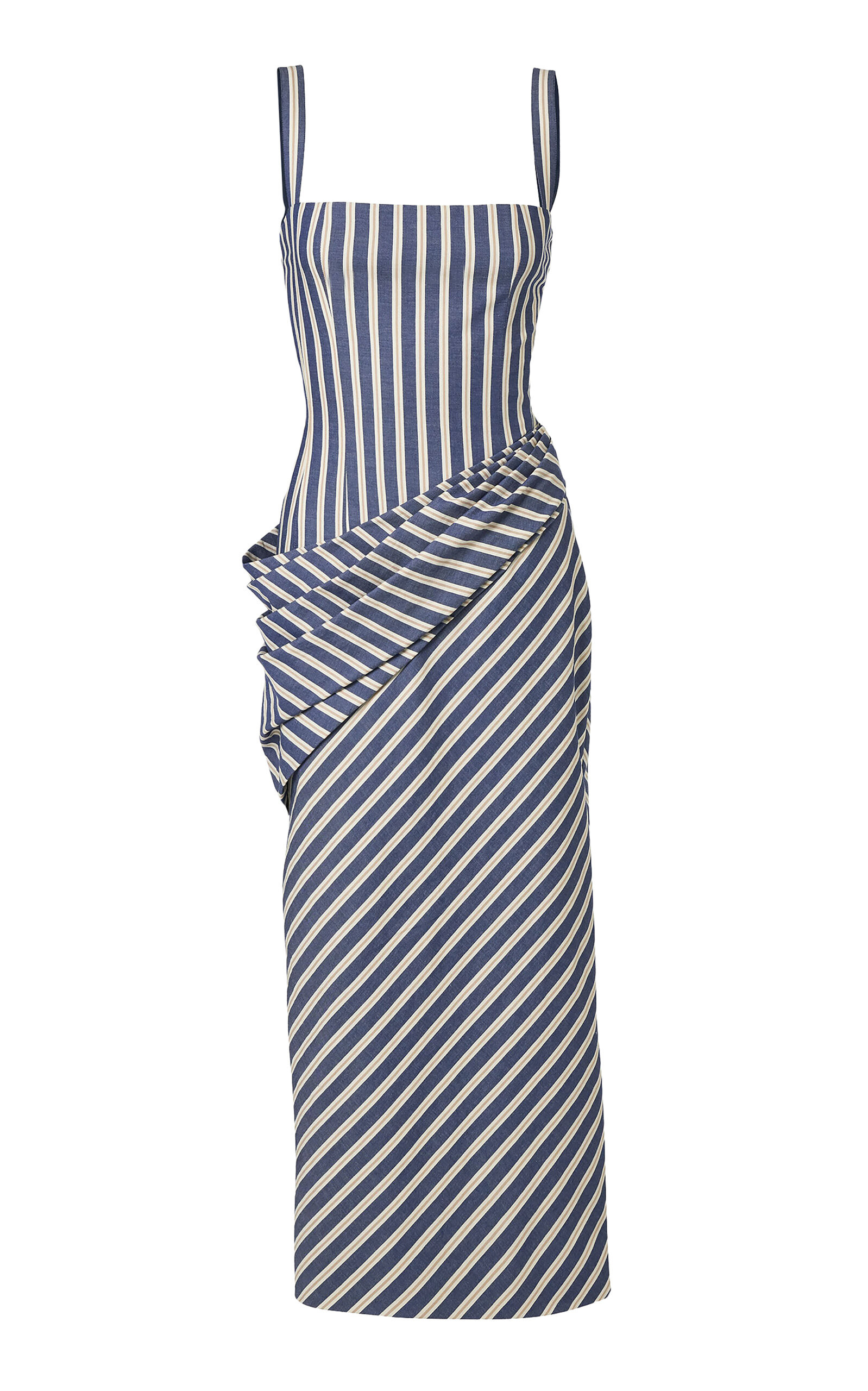 Draped Denim Stripe Dress | Moda Operandi (Global)