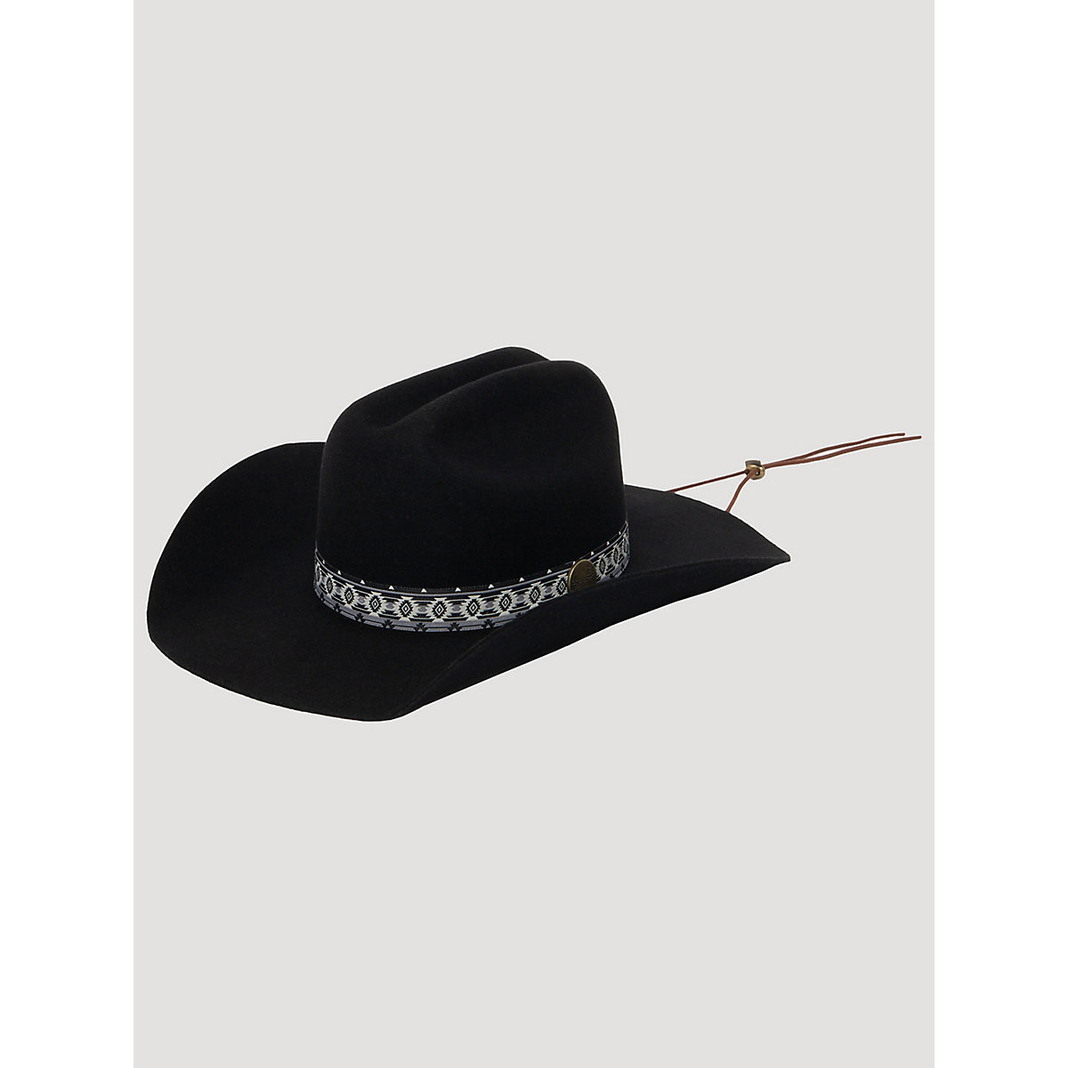 Boy's Chin Cord Cowboy Hat in Black | Wrangler