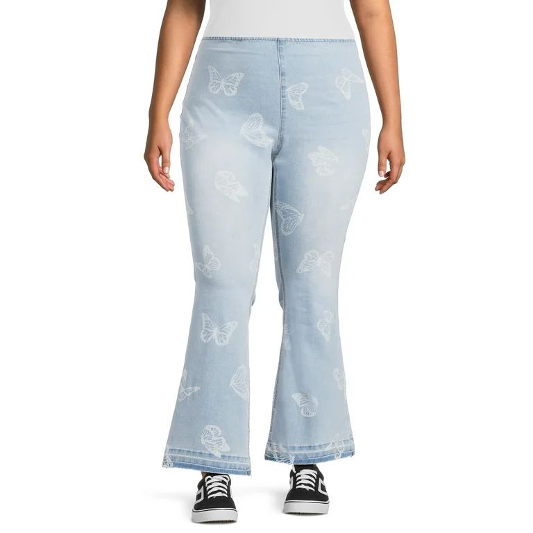 No Boundaries Juniors Plus High Rise Flare Jeans, Sizes 1X-4X | Walmart (US)