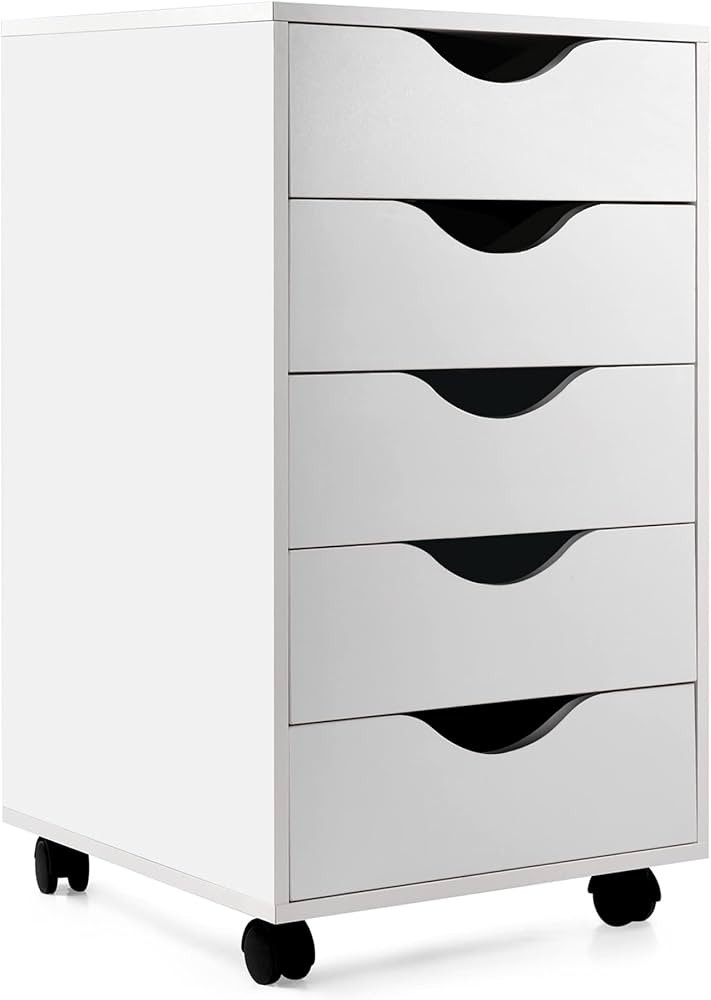 EDGEWOOD 5 Drawer Filing Cabinet Storage File Wood Organizer Dresser Chest, 16"D x 16"W x 26"H, W... | Amazon (US)