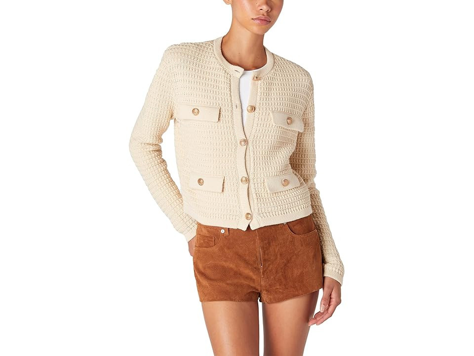 Blank NYC Cropped Cardigan Sweater With Gold Buttons Women's Sweater Cream : MD, Acrylic/Cotton | Zappos