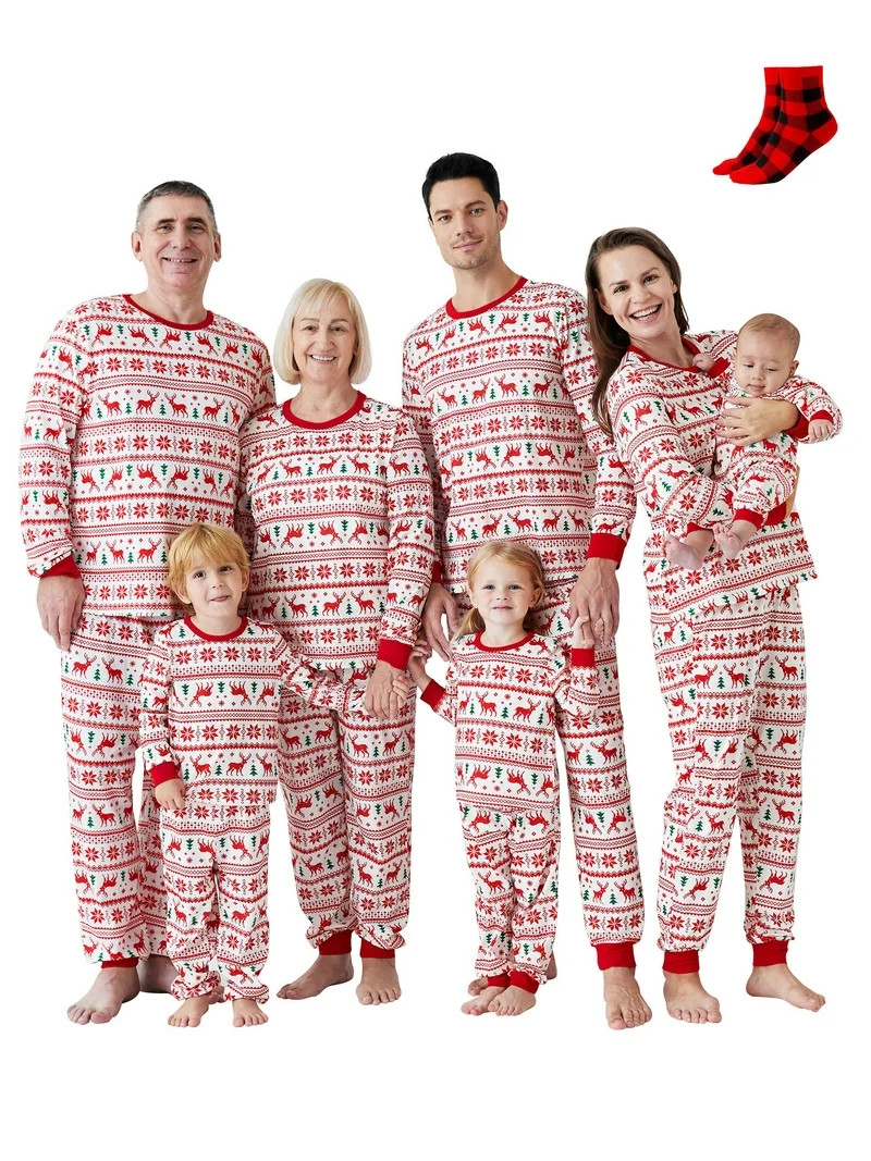 PatPat Christmas Pajamas for Couples Women 2 Piece Family Matching Holiday Pjs Set Long Sleeve To... | Walmart (US)