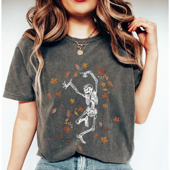 Comfort Colors Dancing Skeleton Shirt Halloween Comfort - Etsy | Etsy (US)