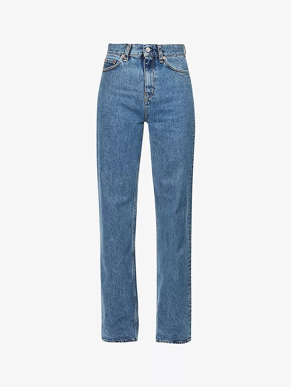 Loose brand-patch straight-leg high-rise jeans | Selfridges