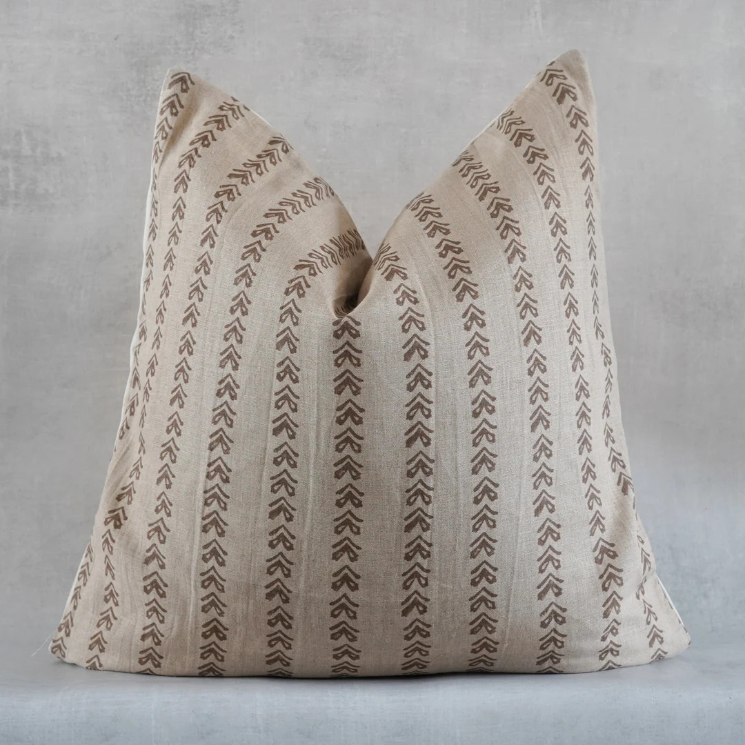 Beige and Brown Throw Pillow Cover | Indian Hand Block Print Pillow Cover | Small Flower Pillow C... | Etsy (US)