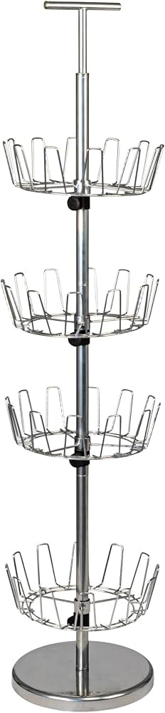 Household Essentials 4-Tier Revolving Shoe Tree, Heavy-Duty Steel with Stabilized Base, Holds 24 ... | Amazon (US)