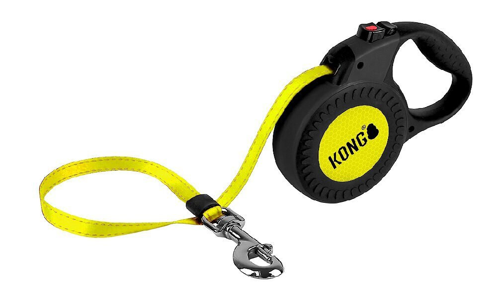 KONG Retractable Reflect Reflective Retractable Dog Leash, Black, Large: 16-ft long, 1/2-in wide | Chewy.com