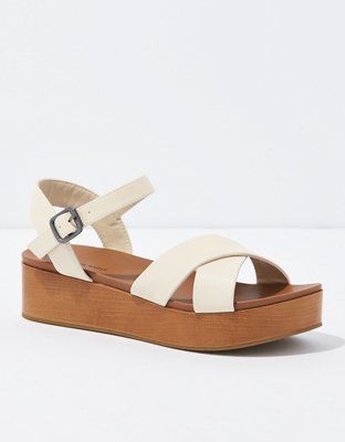 AE Crossover Platform Wedge Sandal | American Eagle Outfitters (US & CA)