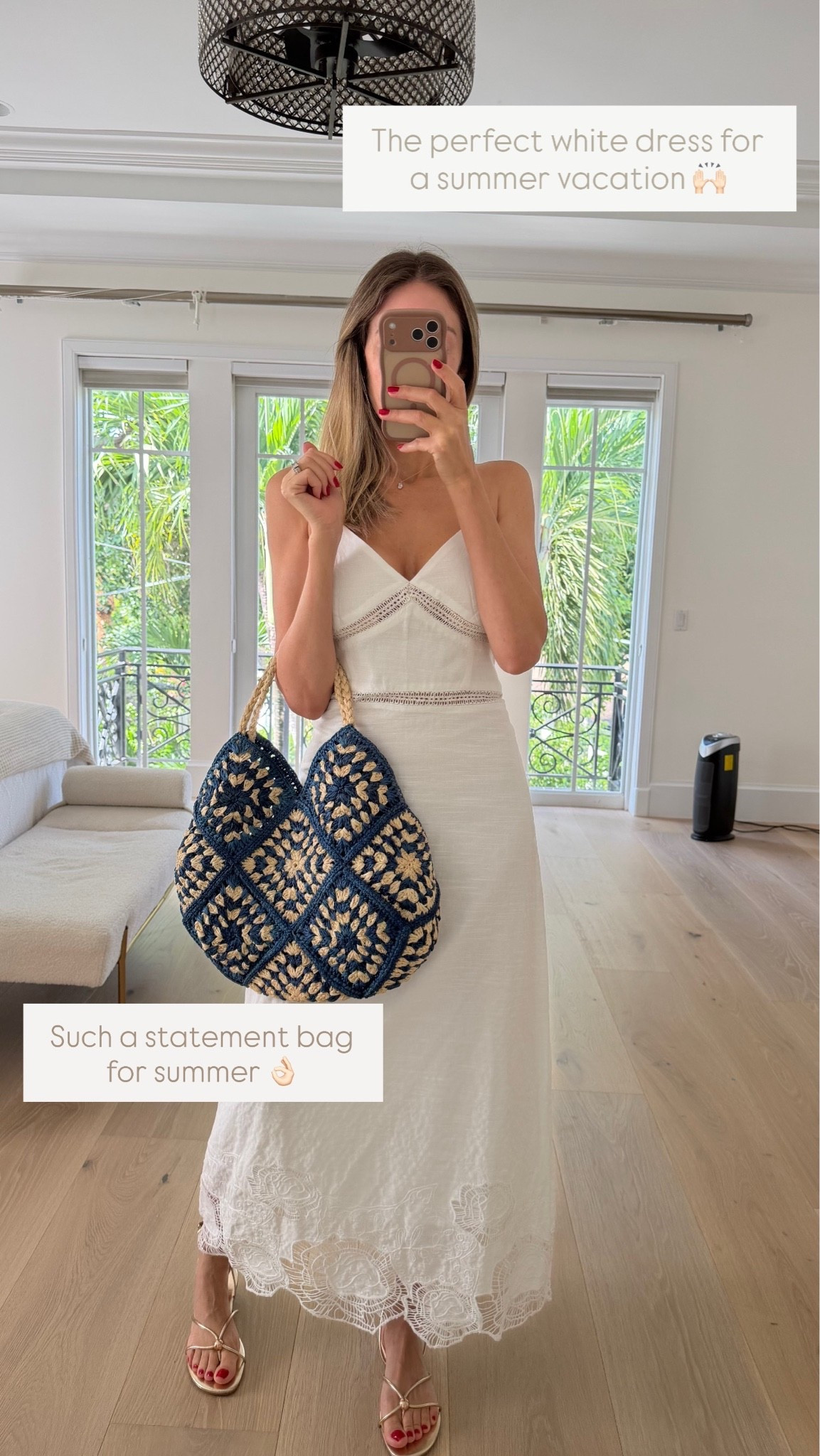 Beautiful linen white dress that is perfect for a summer vacation. Love the lace details and how flattering it is. Runs true to size, I’m wearing size small. This statement bag is perfect to elevate any outfit 

@btblosangeles #ad

#LTKU #LTKgrwm #LTKSeasonal