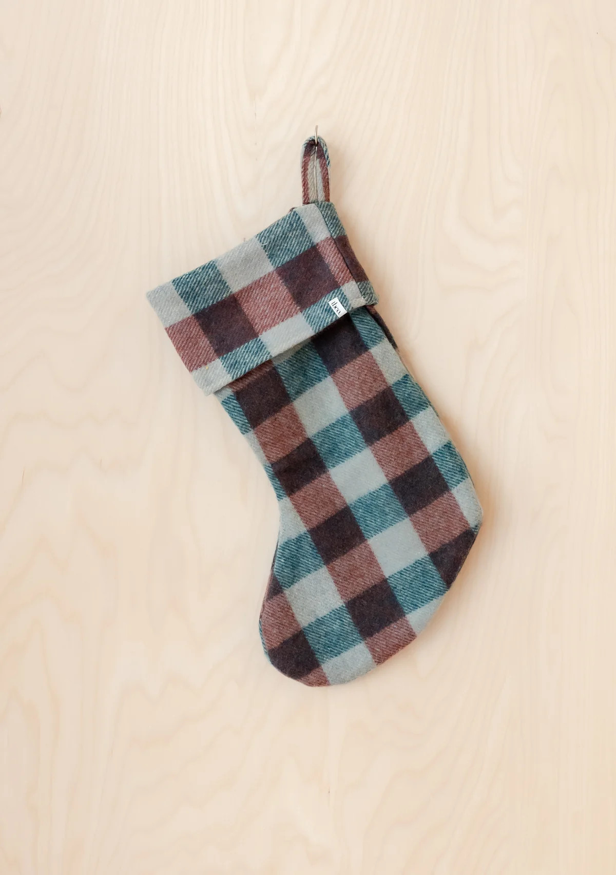 Recycled Wool Christmas Stocking in Teal Gingham | The Tartan Blanket Co.