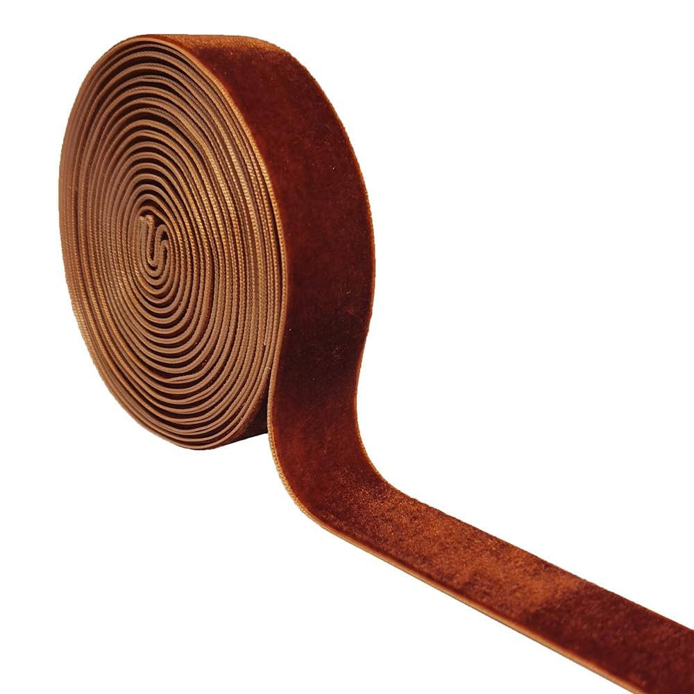Wedding Christmas Valentin's Day Gift Box DIY Craft Decor Velvet Ribbon (Brown, 1''x2Yards) | Amazon (US)