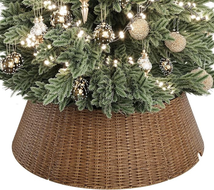 ELYKEN 33 Inch Christmas Tree Collar, 6-Piece Xmas Tree Skirt for Artificial Trees, Handcrafted P... | Amazon (US)