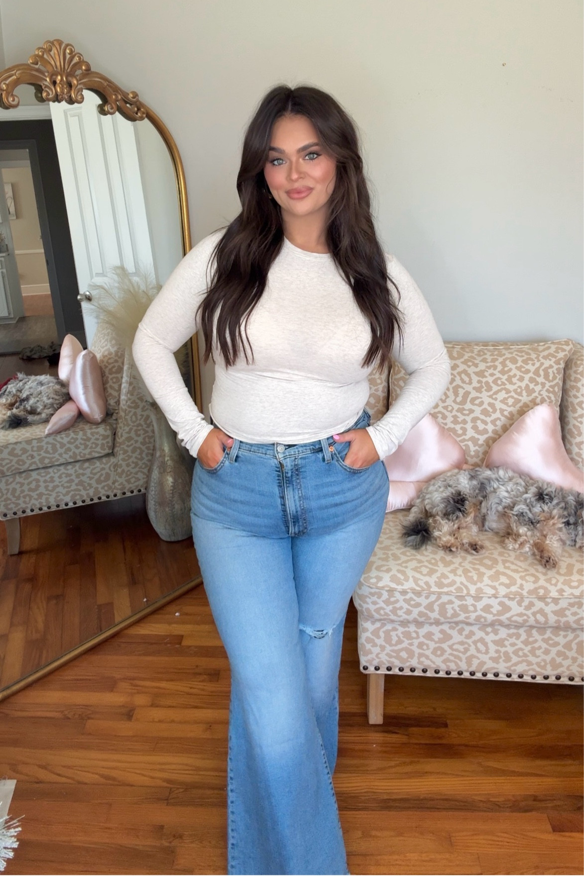 These jeans are SOOOO good!! Wearing a size 32 in the jeans and a large in the top!! 

#LTKStyleTip #LTKSeasonal #LTKMidsize