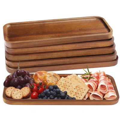 Solid Acacia Wood Serving Trays And Platters - Wooden Mini Charcuterie Boards, Rectangle Small Cheese Board For Food, Bathroom, Home Decor, Kitchen Co | Wayfair North America