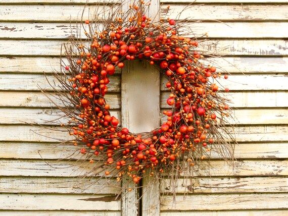 Pumpkin Wreath  Fall Door Wreath  Orange Berry Wreath  Many | Etsy | Etsy (US)