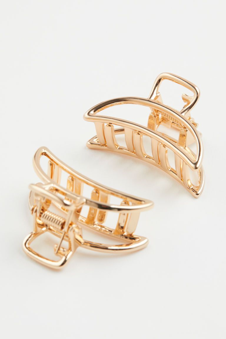 H & M - 2-pack small hair claws - Gold | H&M (US + CA)