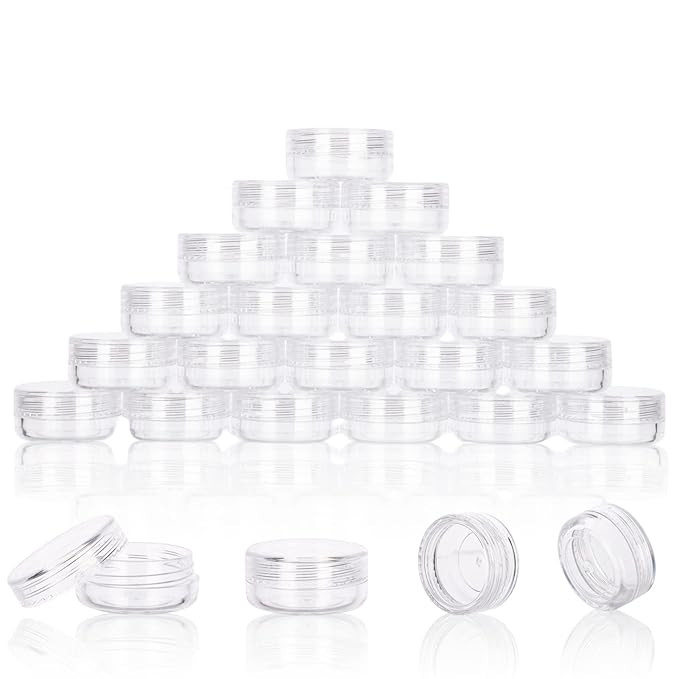 3 Gram Sample Containers With Lids, 25 Count Clear Jars, Empty Lip Balm, Mini Cosmetic Makeup Tra... | Amazon (US)
