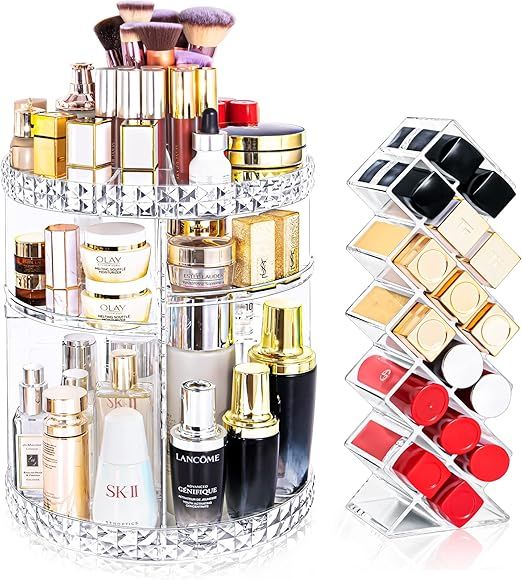 Perfume Organizer - Kingtaily Skin Care Organizer with Extra Lipstick Organizer, 360 Rotating and... | Amazon (US)