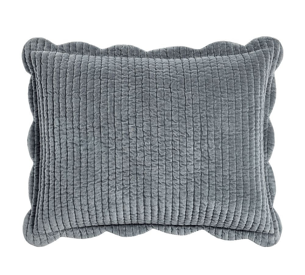 Velvet Scalloped Edge Reversible Quilted Sham | Pottery Barn (US)