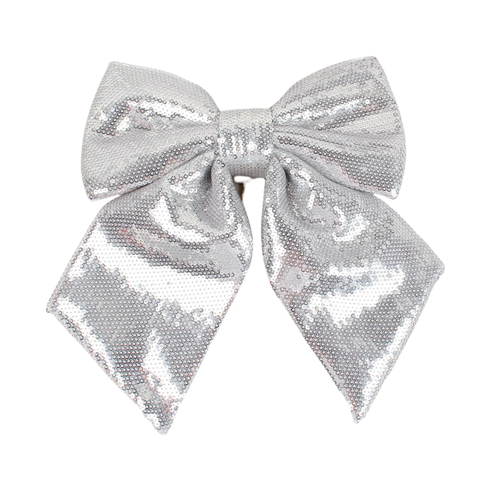 Sequin Hair Bows for Girls, Bow Clip Sequin Bling Party Hair Accessories for Women Teens Girls Kids Silver - Walmart.com | Walmart (US)