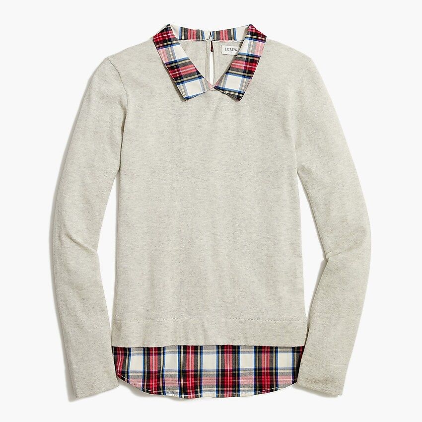 Plaid woven-collar sweater | J.Crew Factory