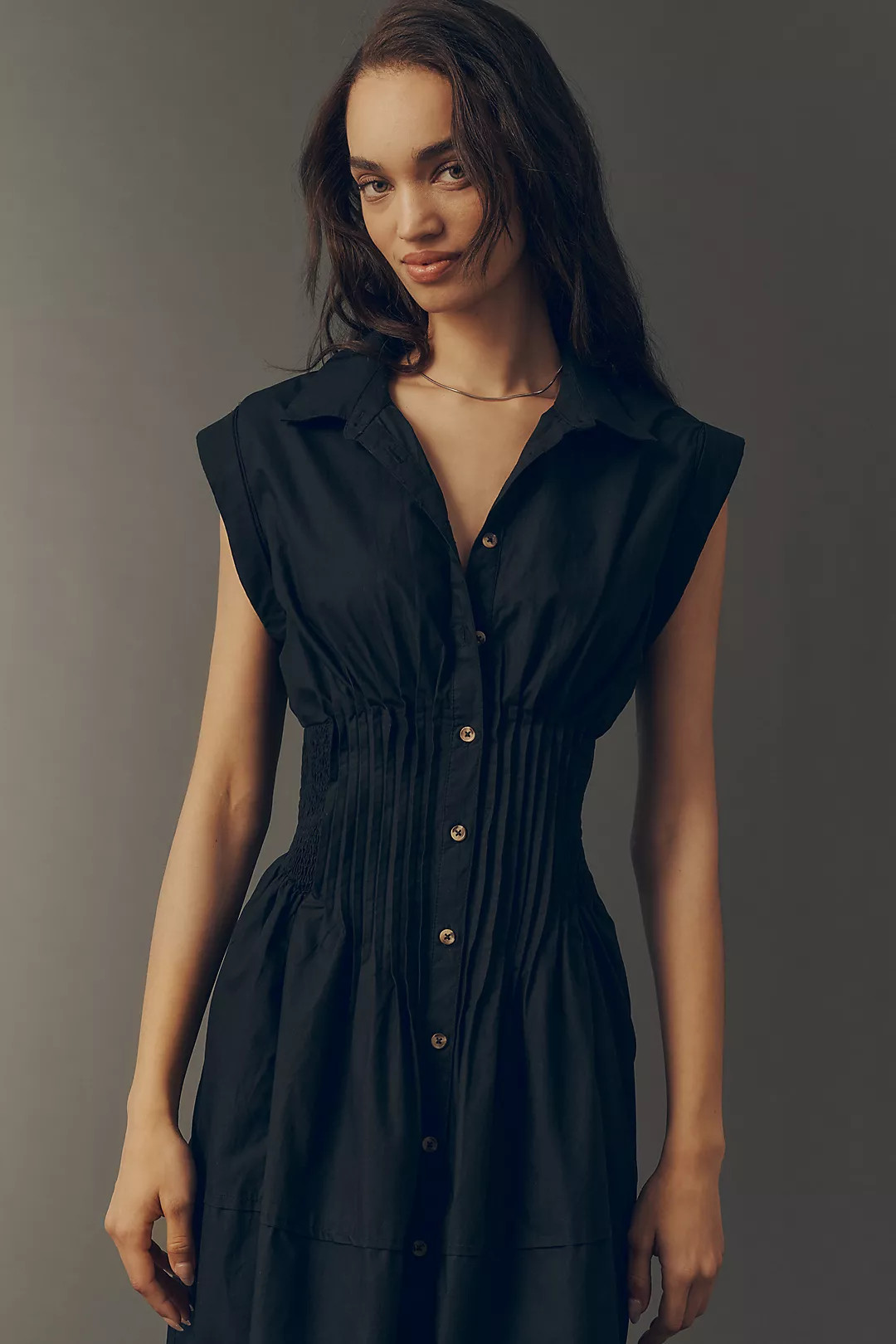 Maeve 100% Cotton Waisted Midi Shirt Dress | Anthropologie (US)