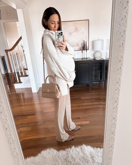 Maternity, pregnancy, chunky sweater, winter outfit, trousers, third trimester 

#LTKbump