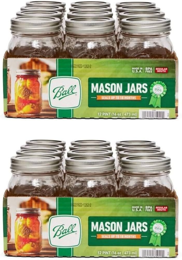 Mason Ball Jars 24 Jars with Lid - Regular Mouth - 16 oz by Jarden (24 Pack) | Amazon (US)