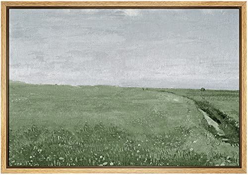 SIGNLEADER Framed Canvas Print Wall Art Dark Green Hill Against Gray Sky Scenic Wilderness Illust... | Amazon (US)