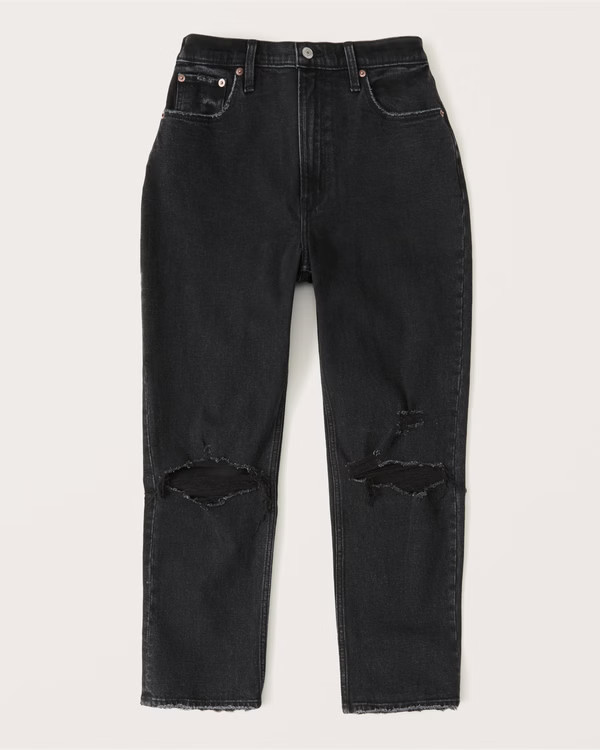 Curve Love Ultra High Rise Ankle Straight Jeans | Abercrombie & Fitch (US)