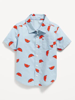 Short-Sleeve Printed Oxford Shirt for Toddler Boys | Old Navy (US)