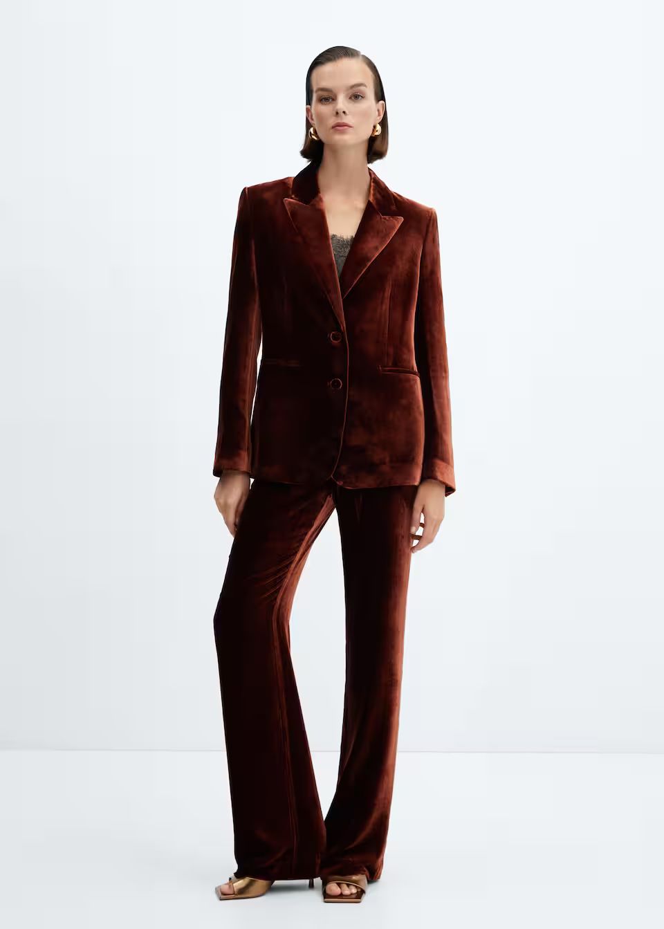 Velvet suit blazer -  Women | Mango USA | MANGO (US)