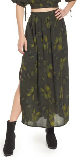 AllSaints Asta Ceres Linen Blend Midi Skirt | Nordstrom | Nordstrom