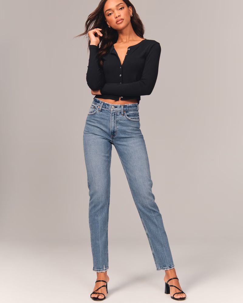 Women's High Rise Mom Jean | Women's Bottoms | Abercrombie.com | Abercrombie & Fitch (US)